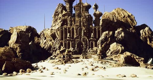 Majestic Castle on Rocky Landscape Under Clear Blue Sky During Daytime
