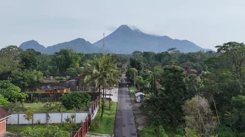 Scenic Landscape of Mount Merapi Volcano, Indonesia