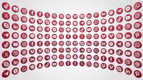 Animated 3D Social Media Icons Waving Loop Background