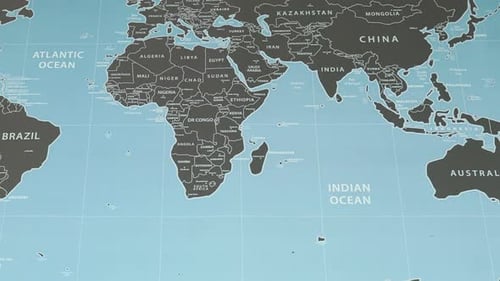 Detailed world map displaying continents and countries