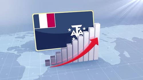 3D Business Growth Bar Chart with National Flag Animation