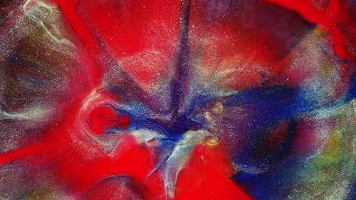 Abstract Background of Swirled Colorful Pigments with Glitter