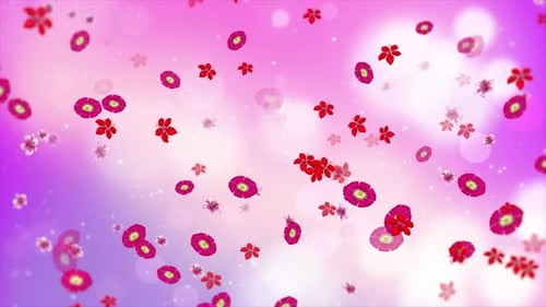 Colorful Blurred Particle With Flower Background Loop V4