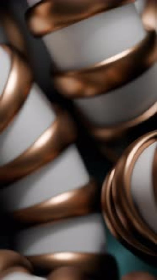 This Artwork Features an Abstract Copper and White Coil Design for Modern Aesthetics Design