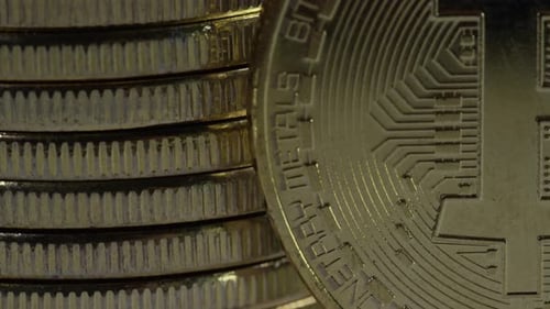 Crypto Currency - Physical bitcoin macro of cryptocurrency