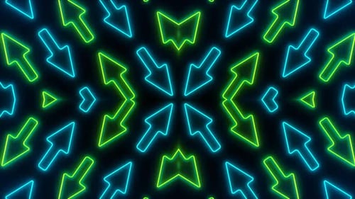 Dynamic neon cursor arrows pulse in vibrant digital rhythm