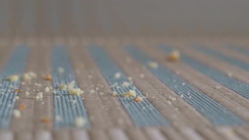 Cake Crumbles on Striped Table Mat