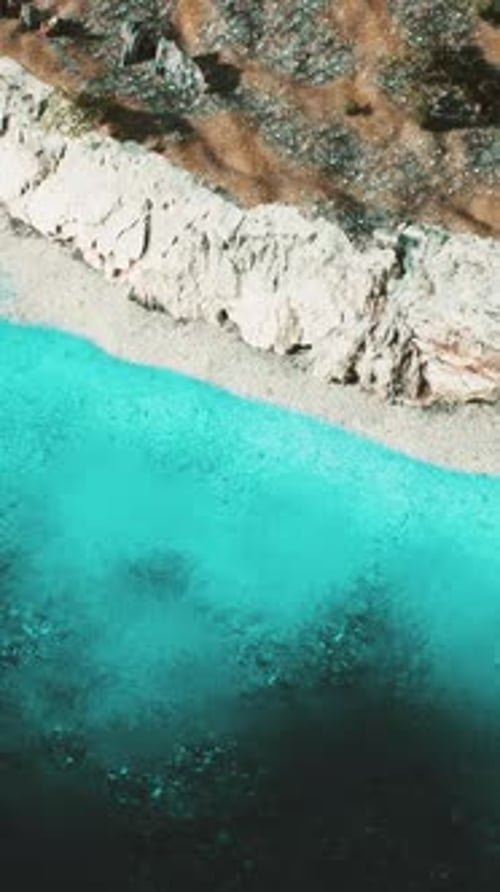 Aerial View From Flying Drone of Rocky Island in Atlantic Ocean