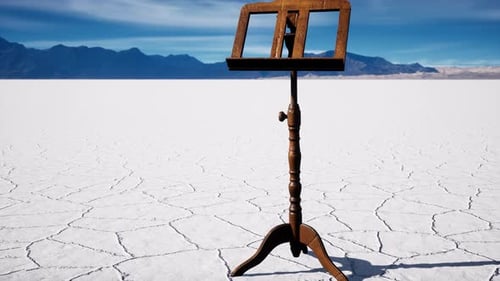 an Old Music Stand is on White Salt Desert