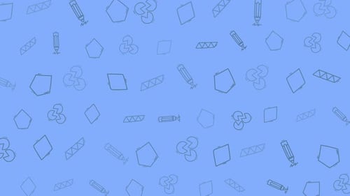 Geometric Shapes Seamless Pattern Doodle Blue Background Drawing Elements