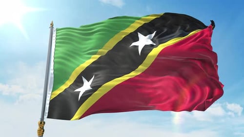 Realistic St. Kitts and Nevis Flag Waving in Wind
