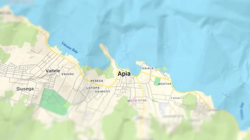 Papierkarte von Apia, Hauptstadt von Samoa, Sliderfoto