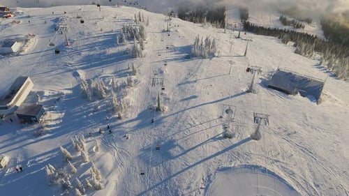 Snowcovered Ski Resort Winter Wonderland Breathtaking Aerial View Ski Resort Perfect for Coldweather