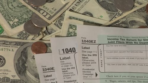 Tax Forms and Money Background