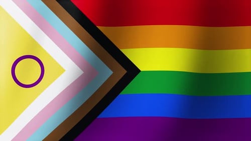 Looped LGBTQIA+ flag textured fabric. Rainbow wavy colored background. Symbol of gender equality. 4k