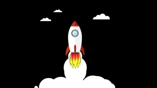 Rocket Ship Flying in the Sky Alpha Channel