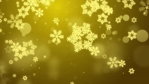 Falling Golden Snowflakes Loop Background for Winter Celebrations