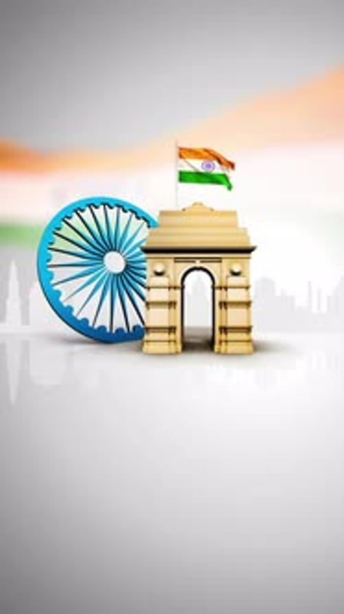 India Republic Day Flag Ashoka Wheel India Gate Vertical Background