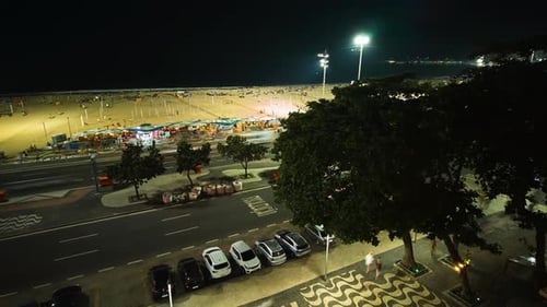 Copacabana Beach at night, timelapse