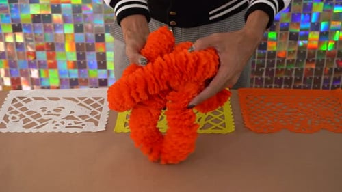 Garland of cempasuchil flowers for Day of the Dead celebrations