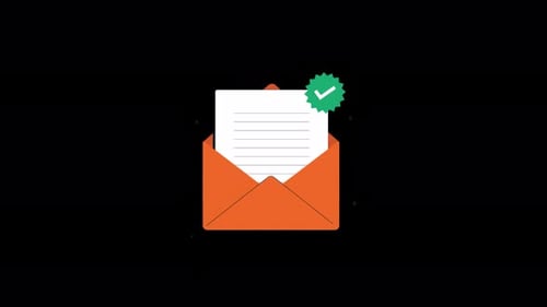 Open Envelope with Verified Checkmark. Email Confirmation Concept Animation Video - Transparent