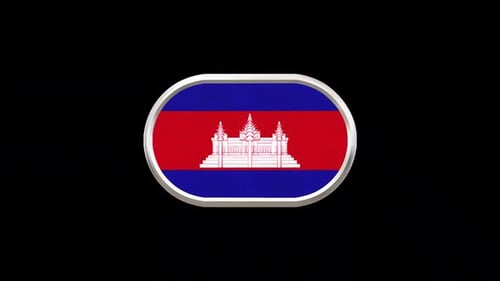 3D Cambodian Flag Rotating in Oval Shape