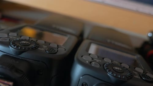 Camera Flashes Close Up Stationary Shot