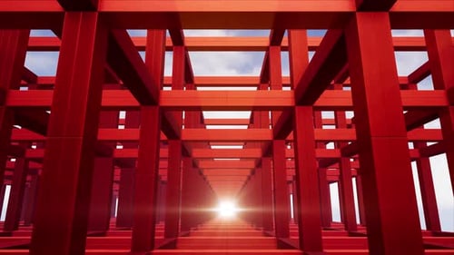 Move Through Red Steel Structures with Shining Lights