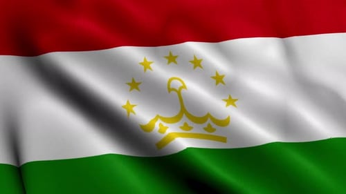 Realistic Waving Flag of Tajikistan with National Emblem