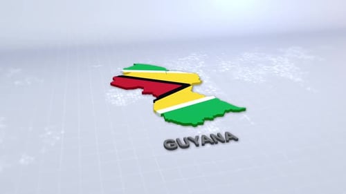 Animated Guyana Map with National Flag Fill Reveal