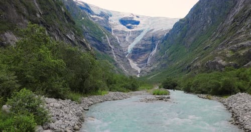 Glacier Kjenndalsbreen Beautiful Nature Norway natural landscape.