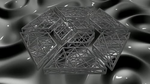 Abstract 3D Geometric Cube Expanding and Contracting Loop