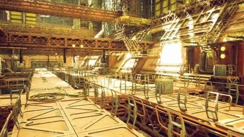 Abandoned Industrial Space Silent Derelict Hall Under Low Ambient Glow