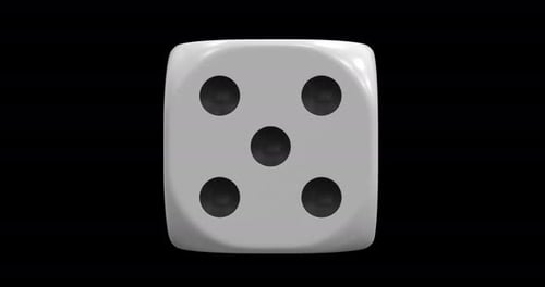 Red Glass Dice Rotating in Loop on Alpha