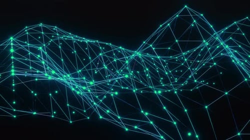 Abstrakter Plexus sich bewegender leuchtender Punkte und Linien Hintergrund der Netzwerk- oder digitalen Verbindungstechnologie