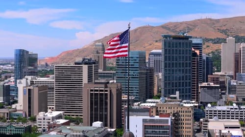 An Aerial View Showcasing the Salt Lake City Skyline Located in the Beautiful Utah State