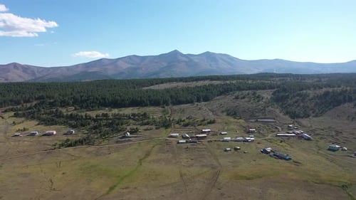 Aerial View Of Pastures In The Village