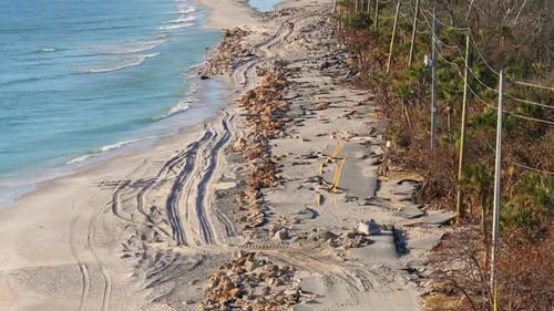 Hurricane Milton Storm Surge Destroyed Manasota Key Road at Blind Pass Beach Severe Damage to