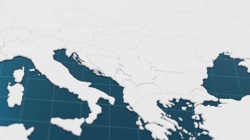 Highlight mit 3D-Karte „Blau von Serbien“ mit Zeigernadel, umgeben von anderen Ländern in Weiß