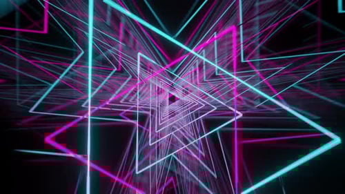 Glowing Neon Triangles Geometric Tunnel Loop