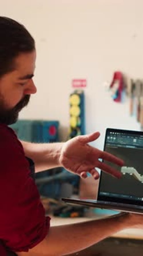 Vertical Video Manufacturer and Coworker Designing Custom 3D Furniture