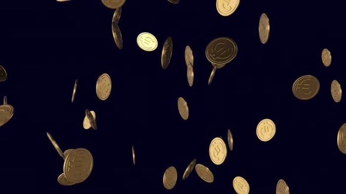 Coins drop. Coins rain animation on transparent background. Falling ...
