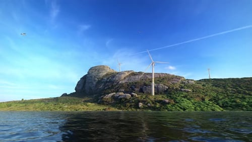 Wind Turbines On Rocky Hill