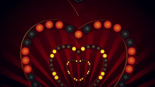 Romantic Heart Tunnel Loop with Retro Marquee Lights