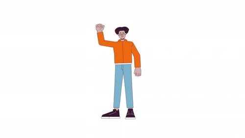 Animated Flat Design Person Raising Fist