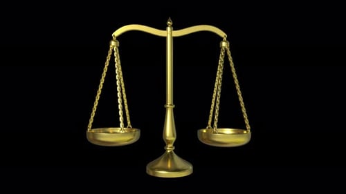 Animated Golden Balance Scales for Justice Concepts