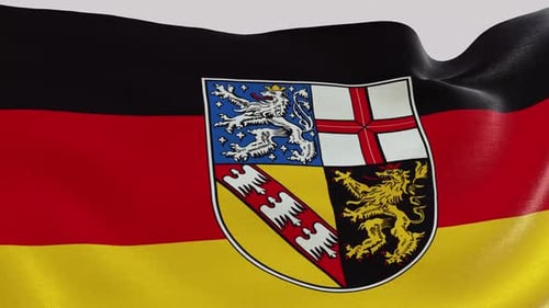 Waving Germany Flag with Saarland Coat of Arms