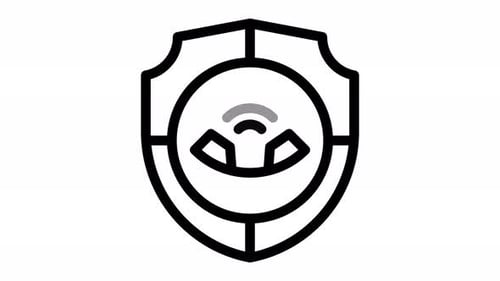 Animated Line Art Security Shield and Wireless Network Icon