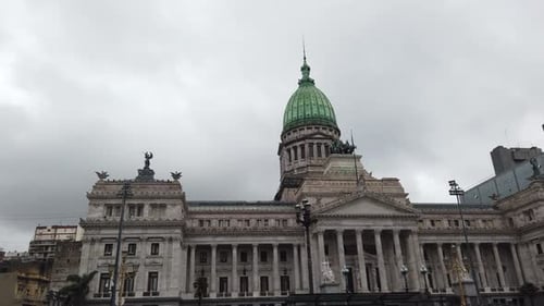 National Congress Palace of Argentina As Seen from Front Birds City Skyline