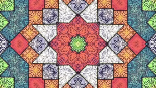 Vibrant Animated Mandala Kaleidoscope Pattern Loop Background